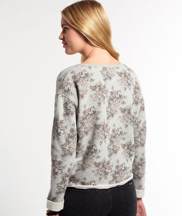 Sequin Logo Floral Crop Sweat Top Image 4