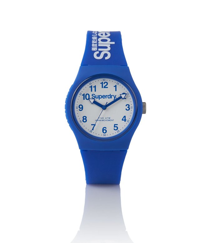 Superdry Orologio digitale al quarzo da uomo con cinturino in silicone SYG193U, Blu, Cinghia