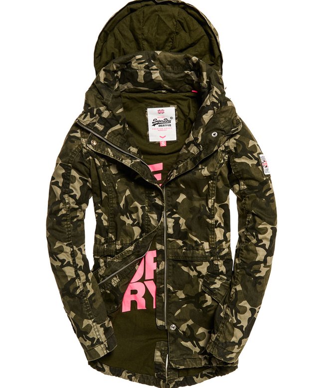 Bomber Jacket Superdry Damen Jacke Camouflage Rookie Tall Collar