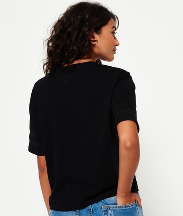T-shirt ras du cou à empiècements filet Image 4