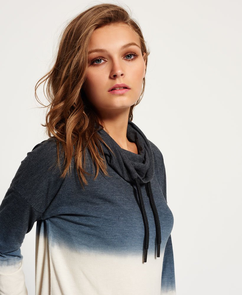 womens Nordic Ombre Funnel Hoodie in BLACK/CREAM | Superdry US