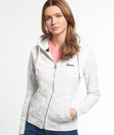 Felpa con zip, cappuccio e stampa allover Orange Label Image 1