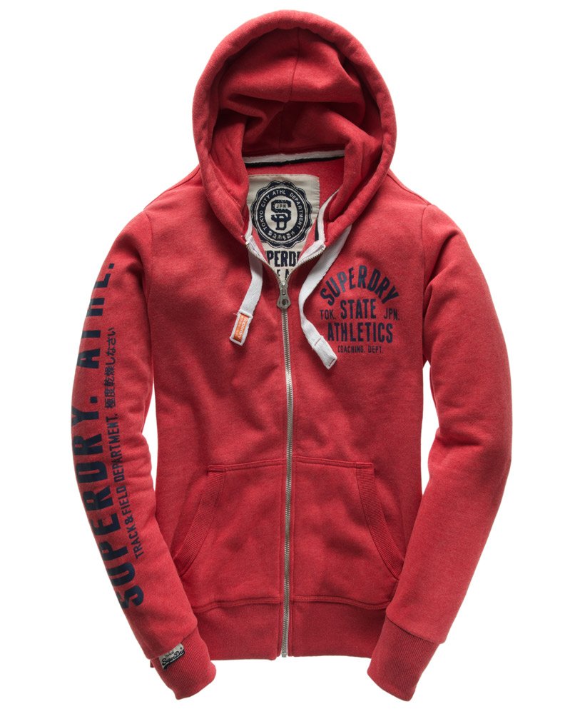 mens Track & Field Zip Hoodie in RED MARL | Superdry US