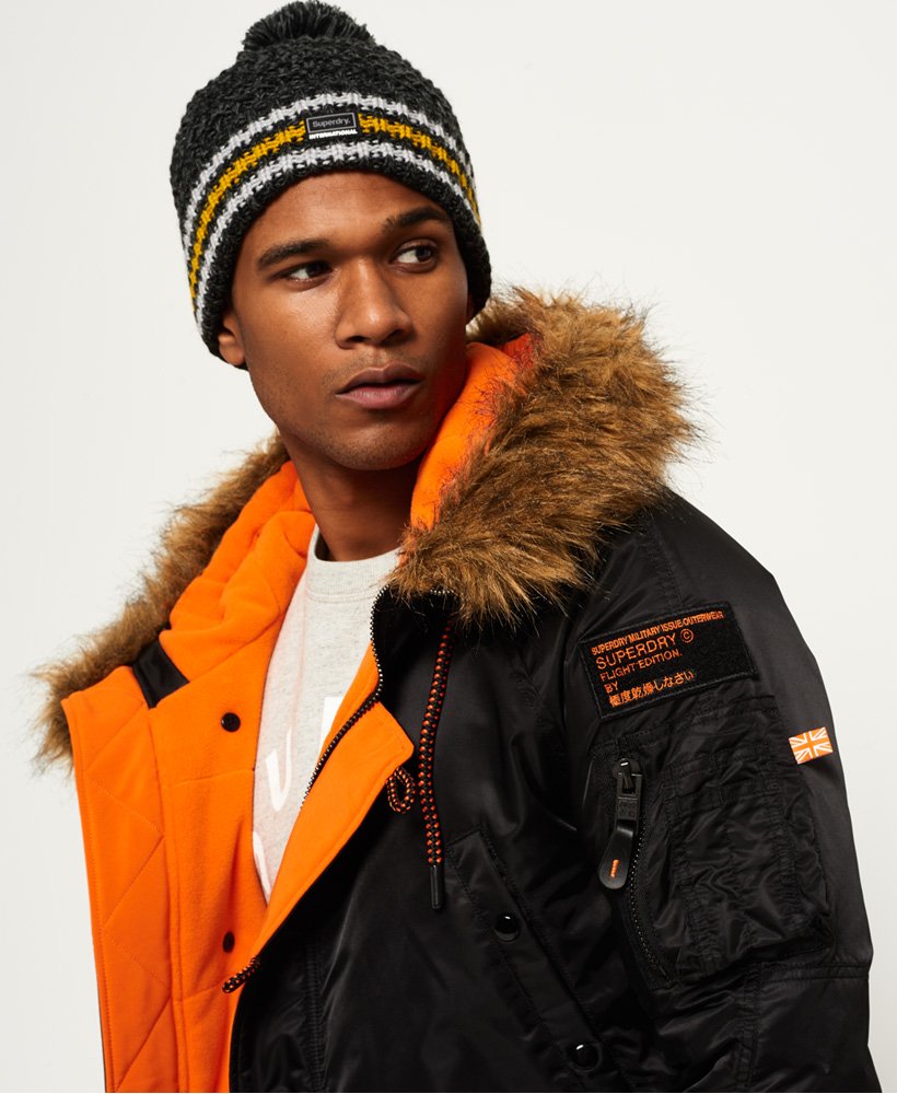 mens SD-3 Parka Coat in BLACK/JAFFA | Superdry US