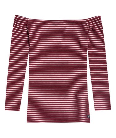 Top de rayas con escote Bardot Image 2