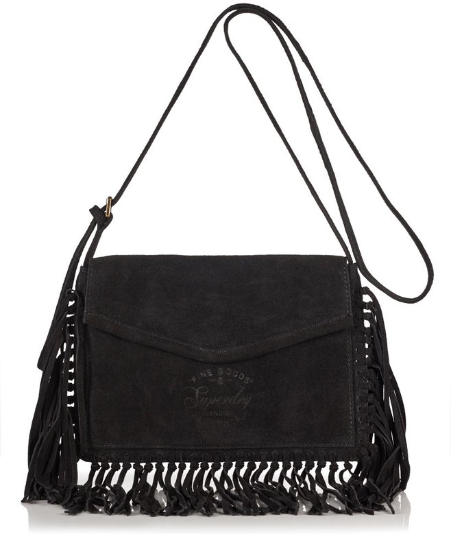 Sac bandoulière à franges Neo noir pours Femme Superdry BE-FR