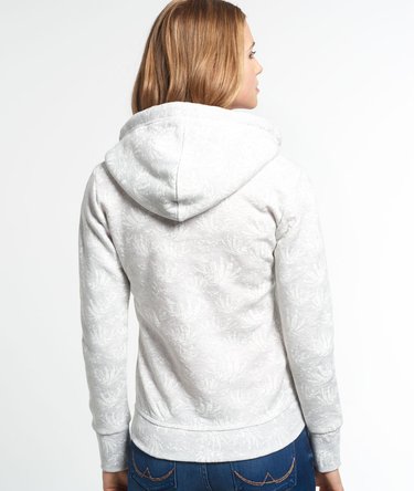 Felpa con zip, cappuccio e stampa allover Orange Label Image 4