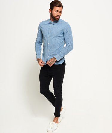 Chemise slim indigo à manches longues Tailored Image 3