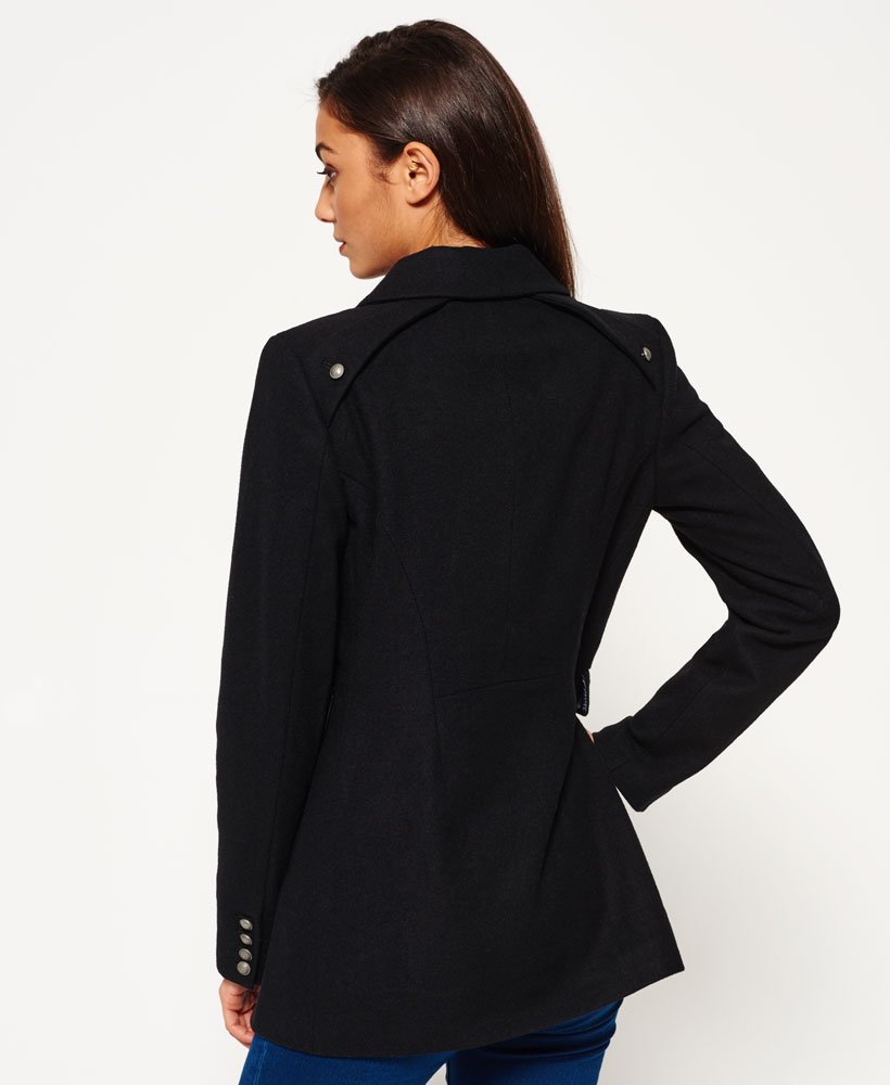 Superdry ブラック ピーコート gene pea coat womens Military Pea Coat in Black | Superdry US