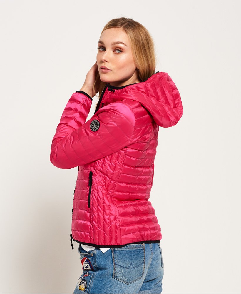 womens Core Down Hooded Jacket in Pacific Pink | Superdry CA-EN