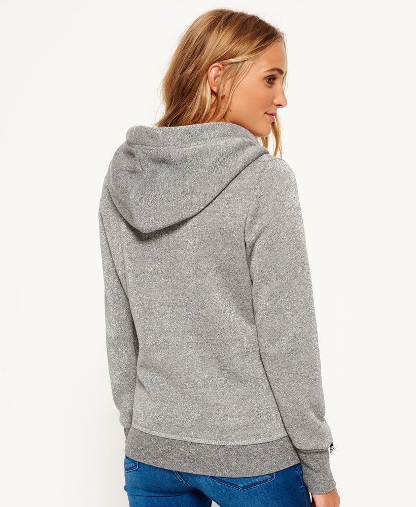 womens Orange Label Luxe Edition Zip Hoodie in Grey Slate Sparkle