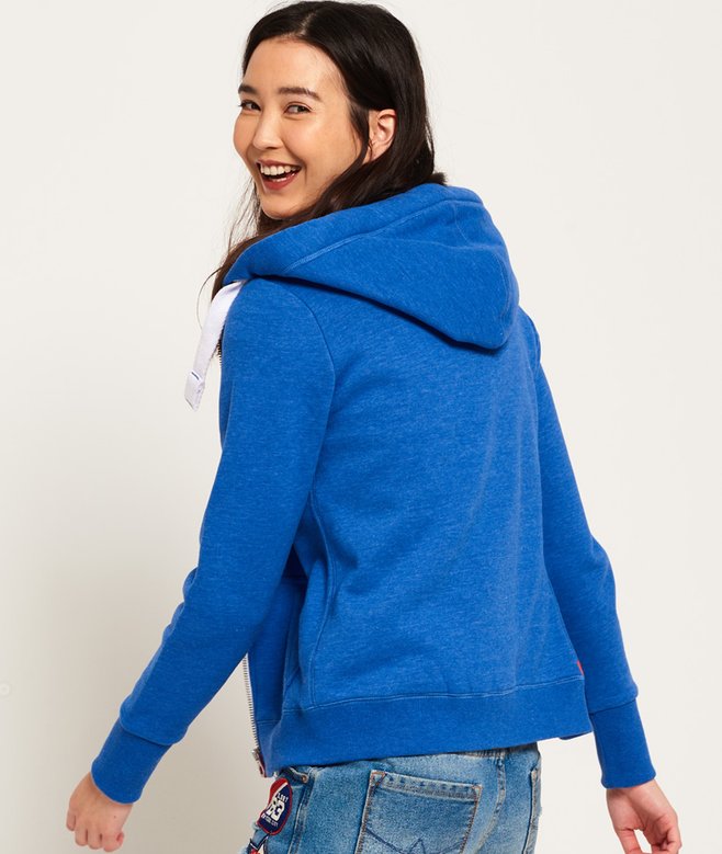 Sweat à capuche zippé Primary Orange Labelbleu marine éclipse pour Femme | FR