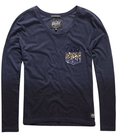 Ombre Sequin Pocket Long Sleeve Top Image 2