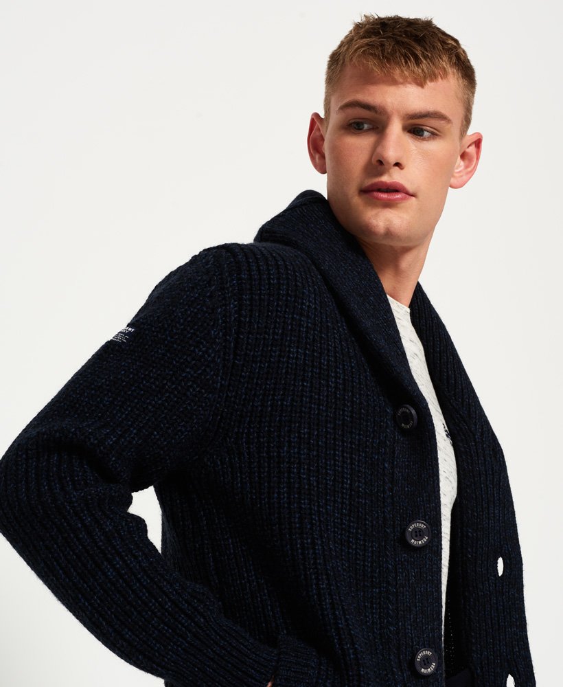 mens Jacob Shawl Cardigan in Navy/Black Twist | Superdry US