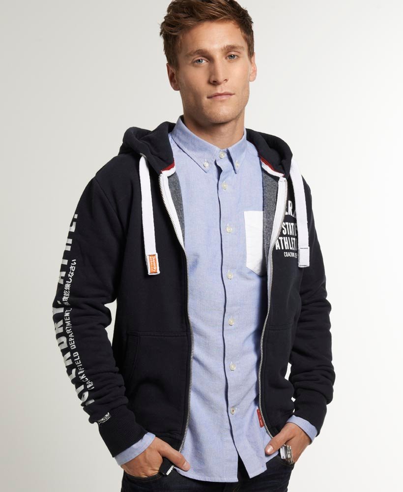mens Track & Field Zip Hoodie in Eclipse Navy | Superdry US