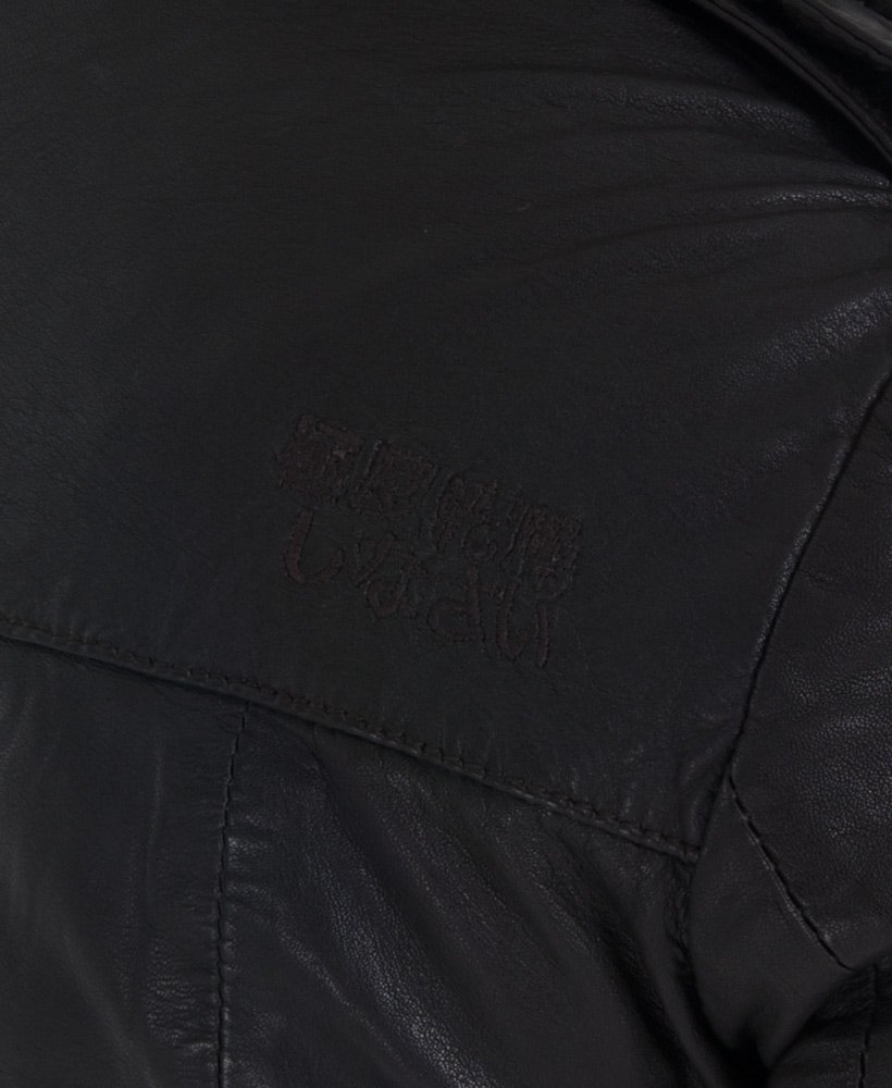 Superdry Ramona Women’s leather jacket Superdry Ramona distressed leather jacket logo pockets | eBay