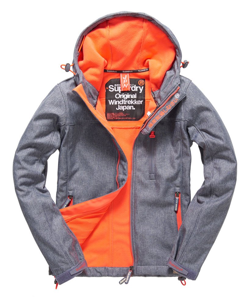 womens Hooded Windtrekker Jacket in Storm Marl/Fluro Cherry