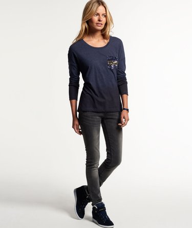 Ombre Sequin Pocket Long Sleeve Top Image 3