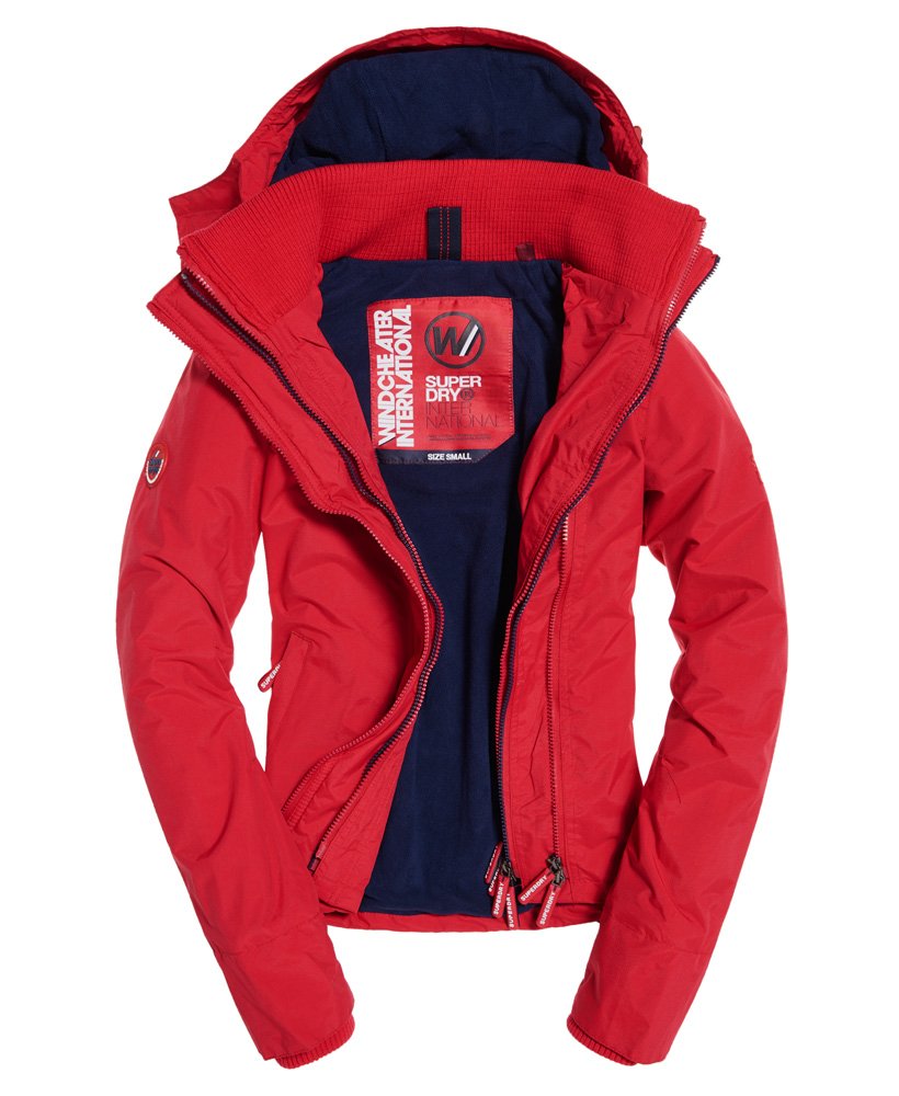womens Pop Zip Hooded Arctic SD-Windcheater in RED/NAUTICAL NAVY | Superdry  US