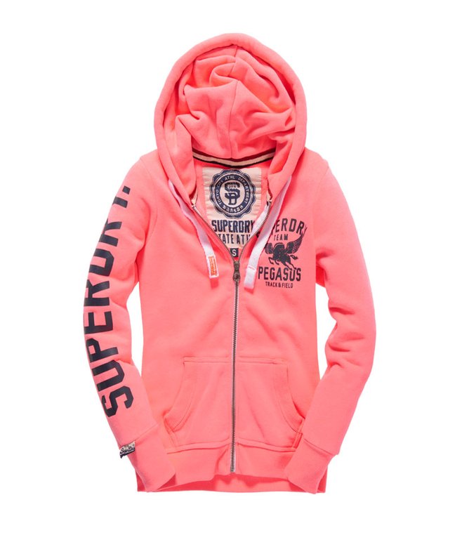 Track Field Pegasus Kapuzenjacke neonpink für Damen Superdry CH-DE
