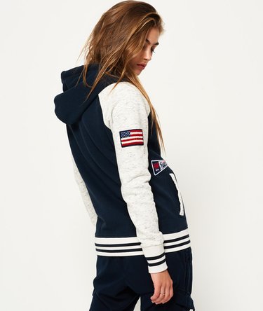 Felpa con cappuccio e zip College Patch Image 1