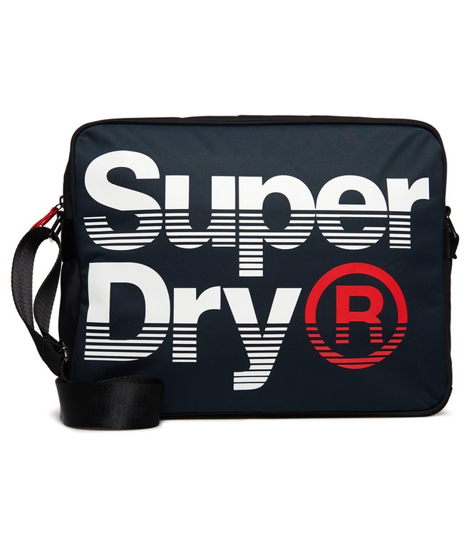 mens Premium Lineman Messenger Bag in NAVY/OPTIC Superdry