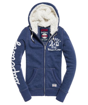 Borg hoodie met rits en appliqué Image 3