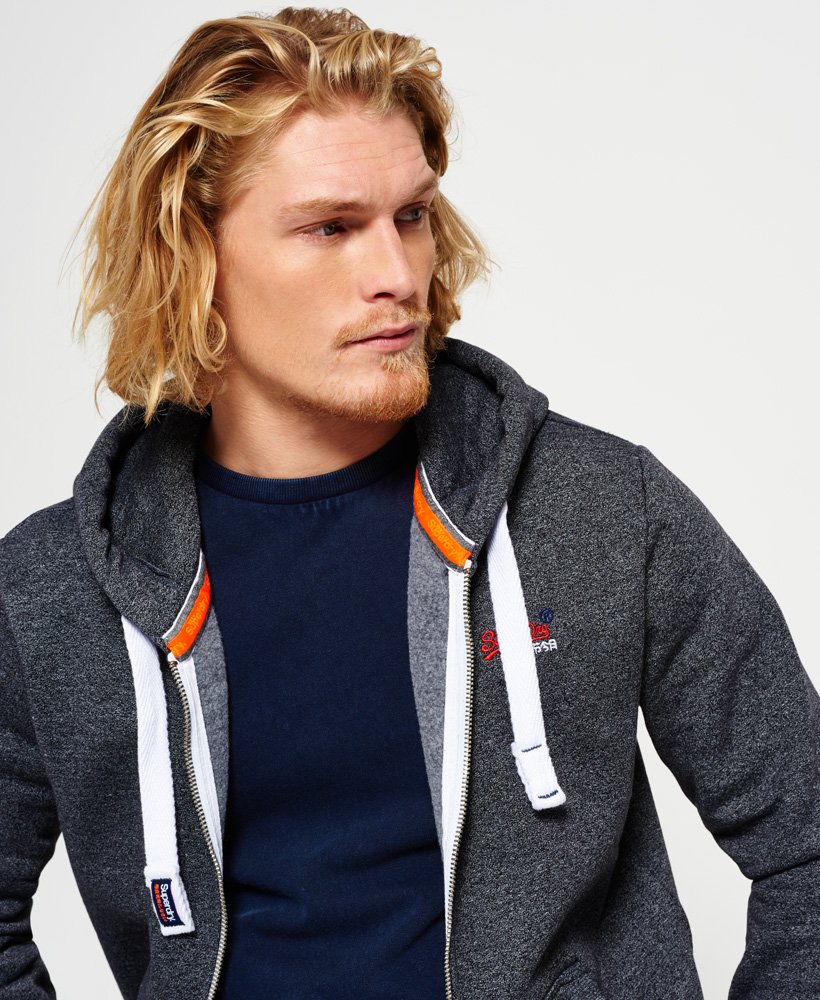 【Superdry】Superdry コントラストステッチ ジップパーカー mens Orange Label Zip Hoodie in NAVY GRIT | Superdry US