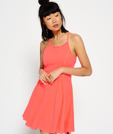 womens Cali Dream Ladder Lace Dress in 90 S Fluro Pink | Superdry US