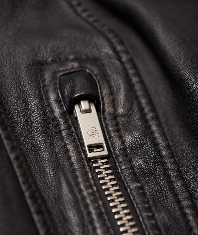 Leder-Bikerjacke schwarz im distressed-look für Damen