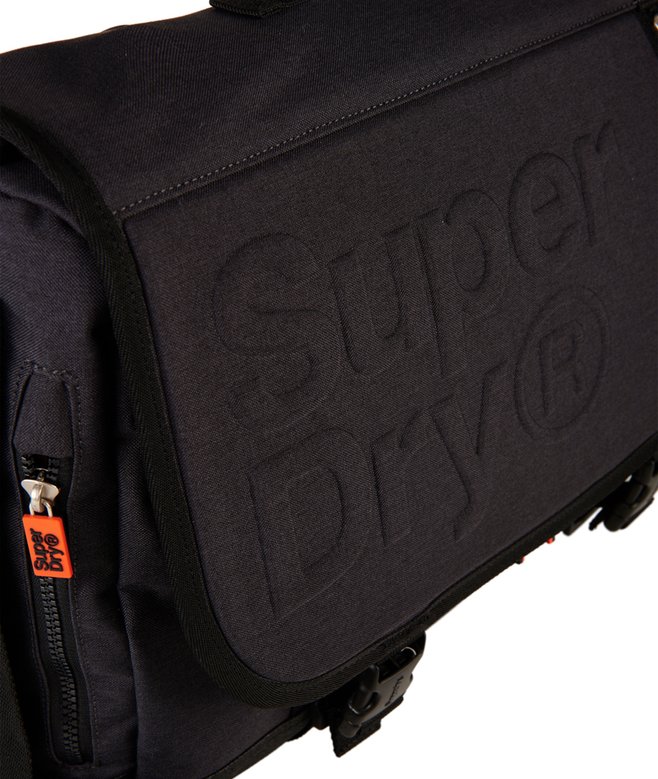 mens Embossed Messenger Bag in Black Marl Superdry UK