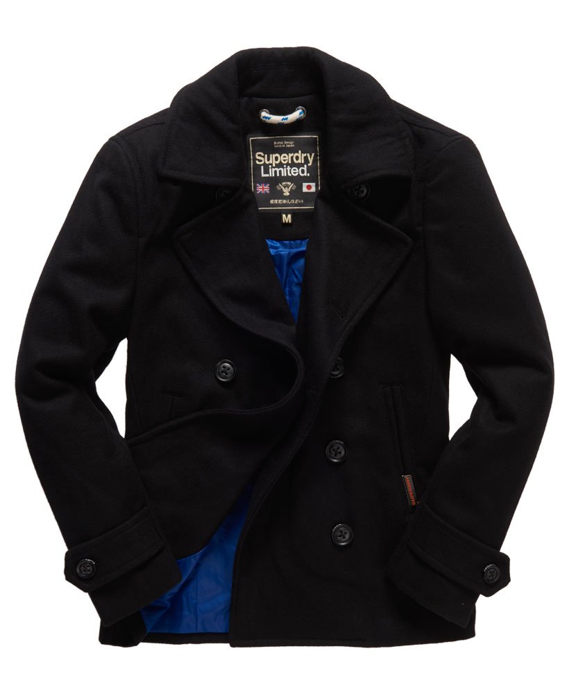 SUPERDRY ブラック ピーコート M mens Commodity Slim Pea Coat in Black | Superdry UK