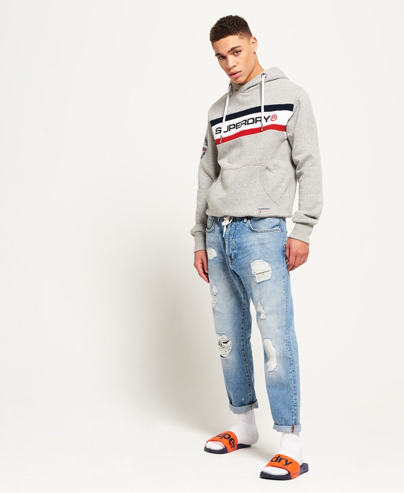 mens Trophy Chest Band Hoodie in Stadium Grey Grindle | Superdry UK