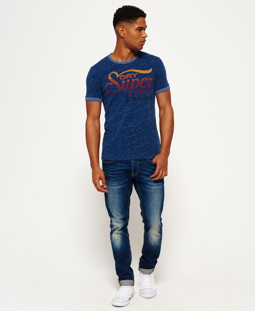 mens 77 Swim Ringer T-shirt in French Navy Snowy | Superdry CA-EN