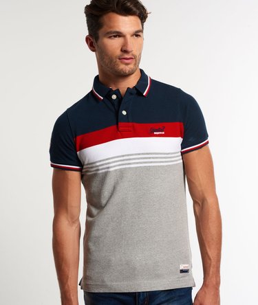 Retro Chest Stripe Pique Polo Shirt Image 2