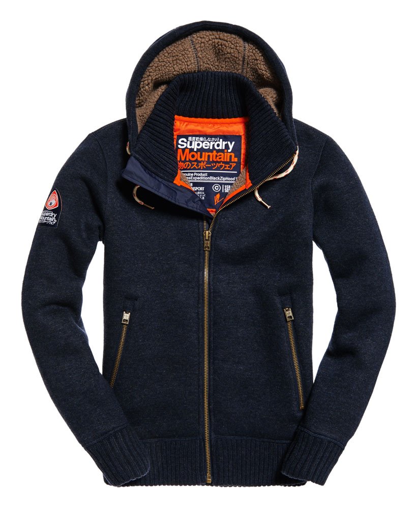 mens Expedition Zip Hoodie in NAVY MARL | Superdry US