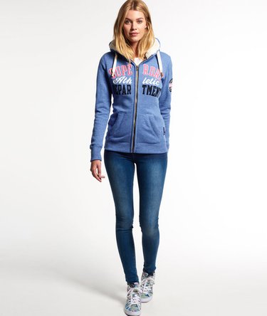 Borg Applique fôret hettegenser med glidelås Image 3