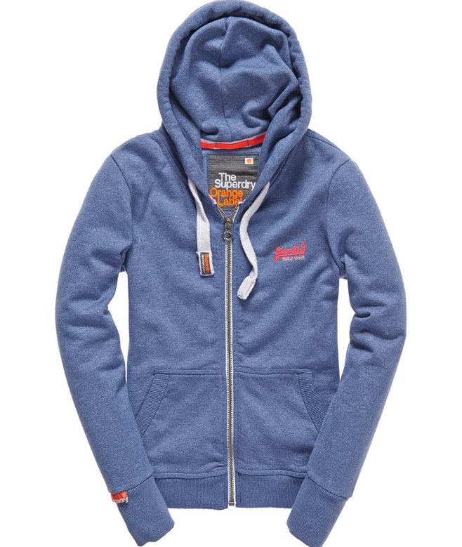 Superdry Mens Superdry Ladies Orange Label Zip Hoodie Orange Label