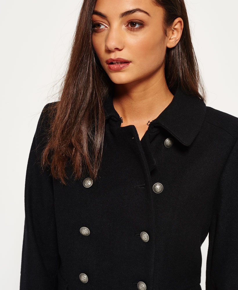 Superdry ブラック ピーコート gene pea coat womens Military Pea Coat in Black | Superdry US