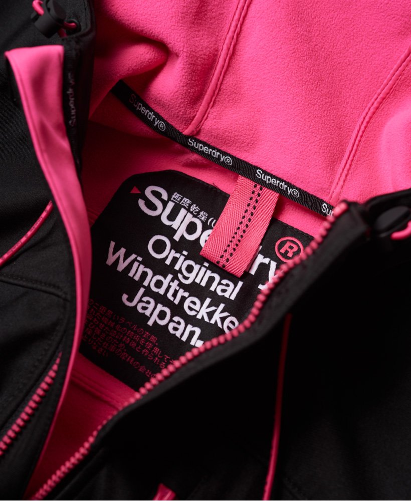 womens Hooded SD- Windtrekker Jacket in Black/Code Pink | Superdry