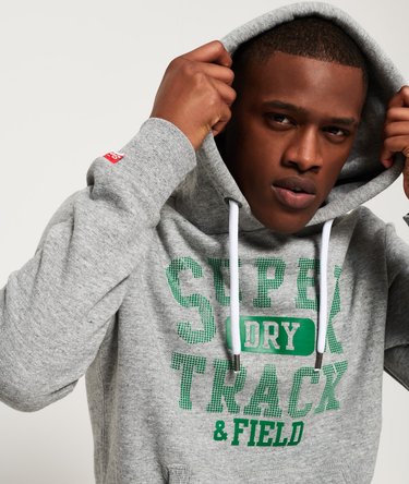 mens Track Field Hoodie in Trophy Grey Grit Superdry CA-EN