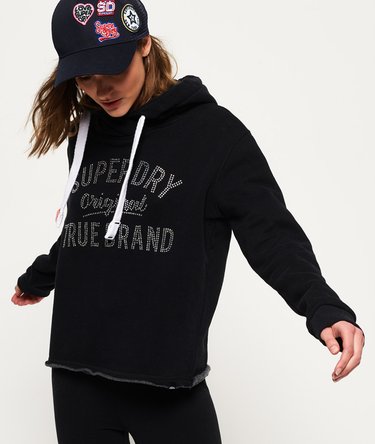 True Brand Rhinestone Cropped Hoodie Image 1