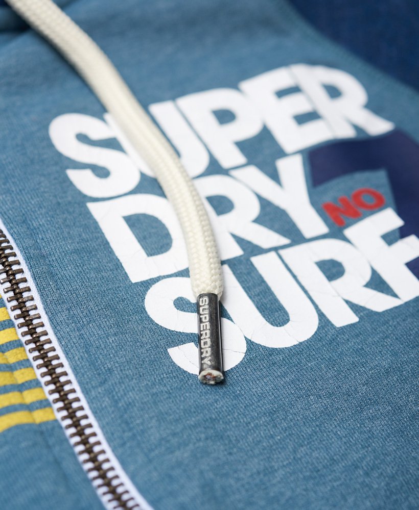mens NO 7 Surf Lite Raglan Zip Hoodie in Neptune Blue Marl