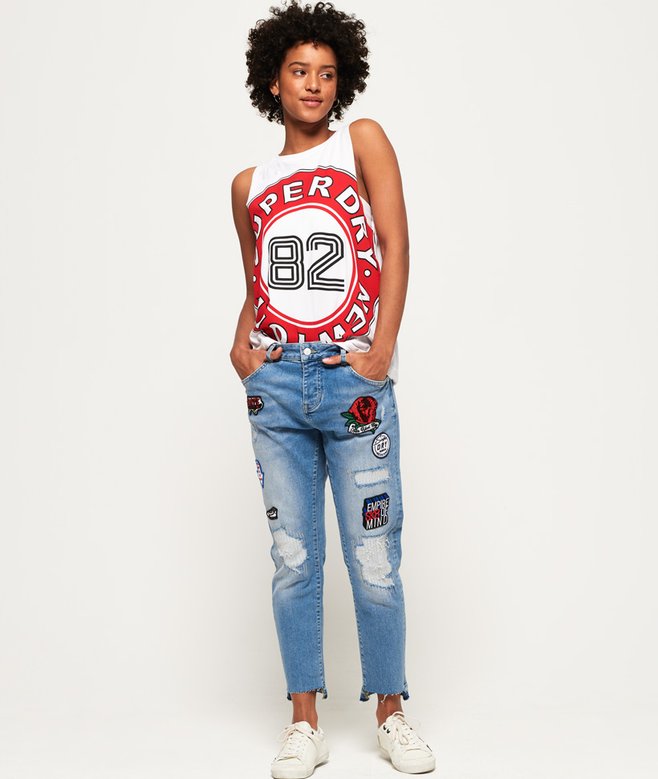 Jean Femme Superdry Taille 42 – Modèle Boyfriend Riley Girl Friend Délavé