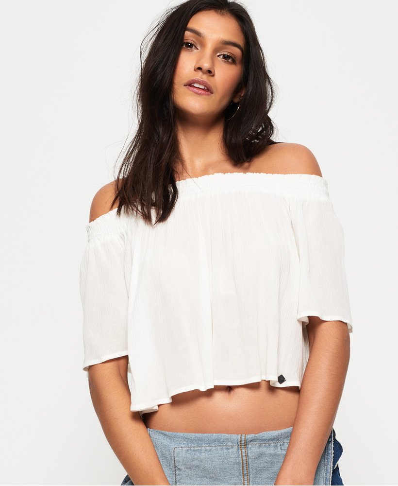 womens Alia Off The Shoulder Blouse in OFF WHITE | Superdry UK