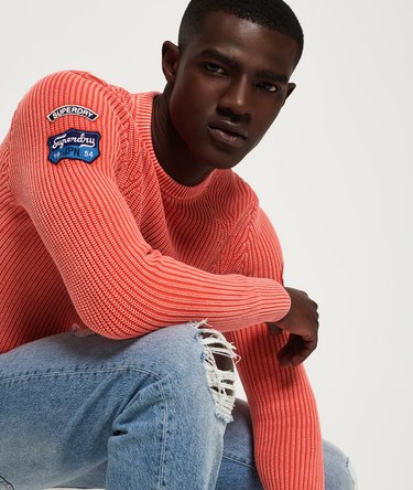 Garment Dye Wash Texture Crew Jumper Image 6