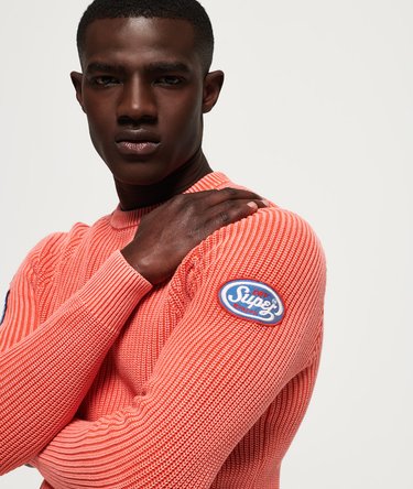 Garment Dye Wash Texture Crew Jumper Image 5