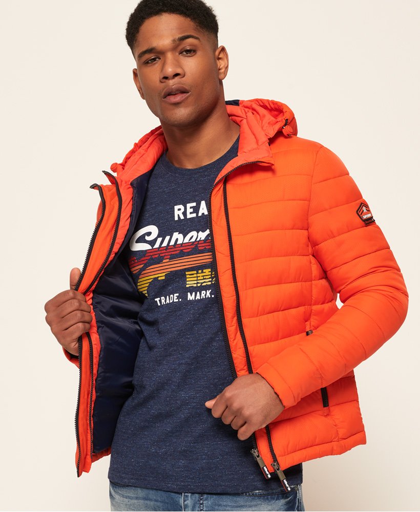 mens Fuji Double Zip Hooded Jacket in Deep Orange | Superdry US