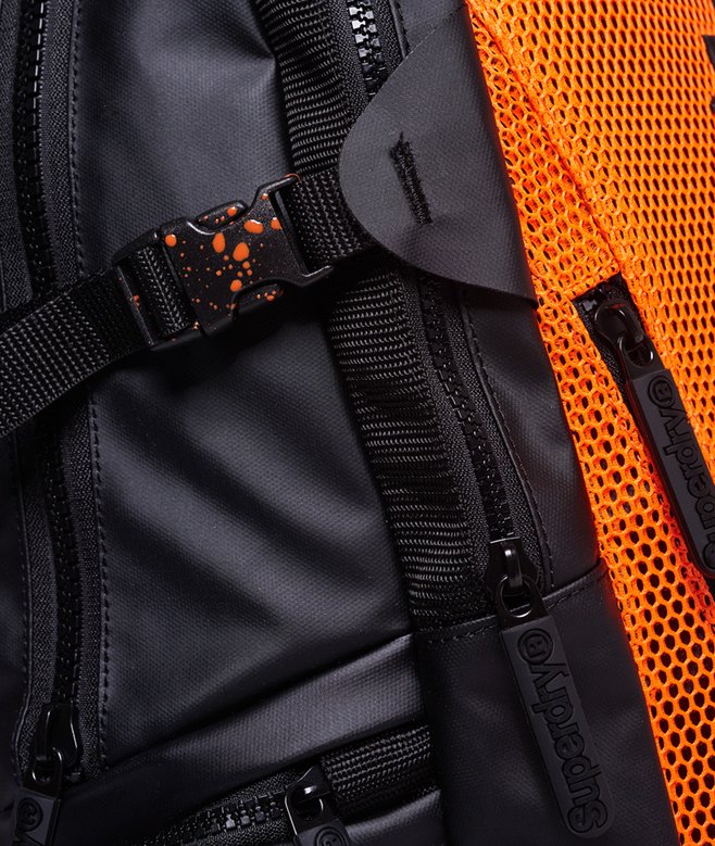 mens Mesh Tarp Backpack in BLACK/ORANGE Superdry US