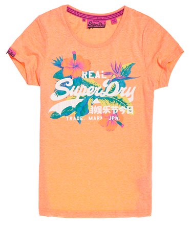 T-shirt Superdry Vintage - Imprimé Fleurs Hibiscus, Coton Bleu - Taille S 34/36 - Occasion Très Bon état